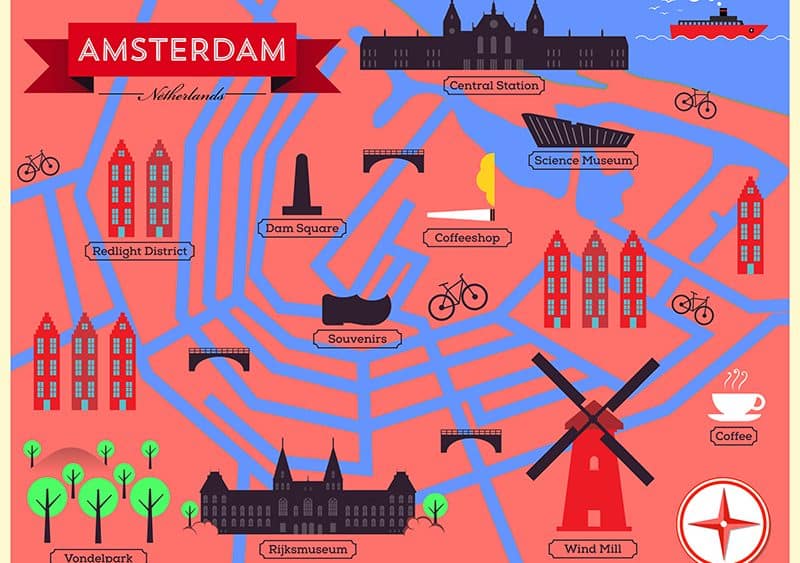 Light district amsterdam map red Free Amsterdam